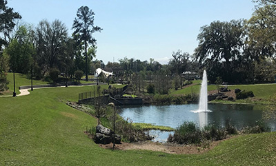 An image from Cascades Park featuring a fountain