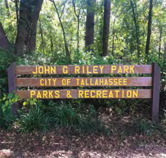 the Tallahassee Parks signage for Riley Park